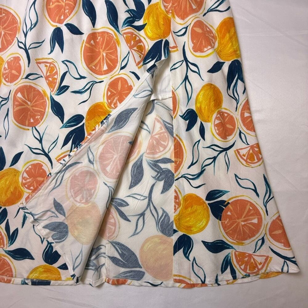 NWT Seven Wonders Citrus Print Marilla Midi Dress  Tie Strap Sundress Size XL - Picture 7 of 14